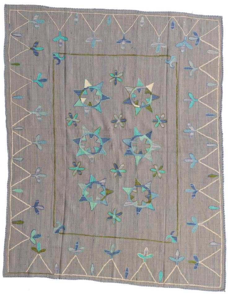 Detail image of 5' 9 x 7' Hand Woven Kilim Suzani Wool Rug