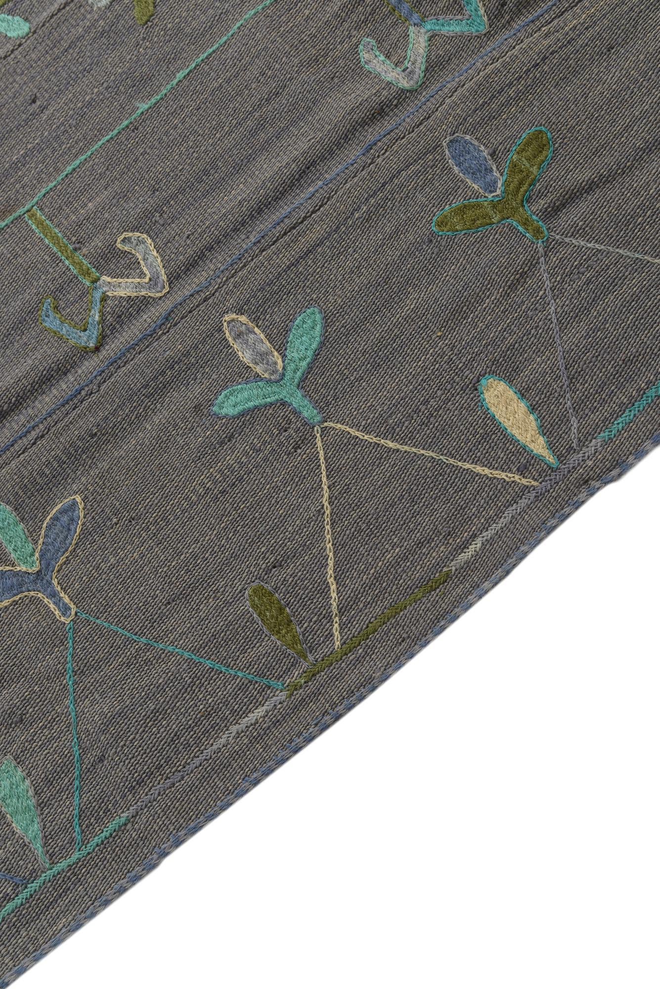 5' 7 x 7' 7 Hand Woven Kilim Suzani Wool Rug