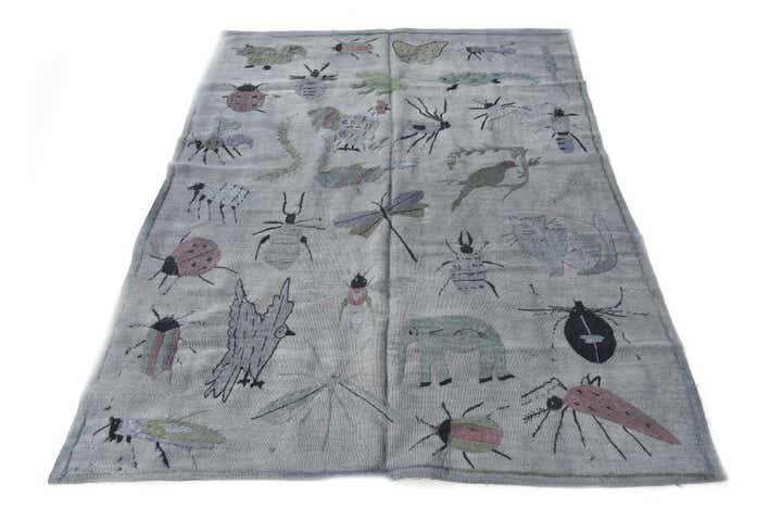 4' 8 x 6' 3 Hand Woven Kilim Suzani Wool Rug