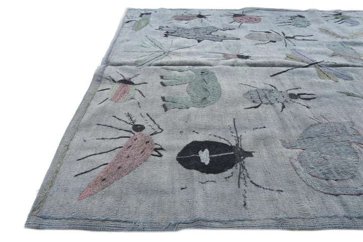 4' 8 x 6' 3 Hand Woven Kilim Suzani Wool Rug