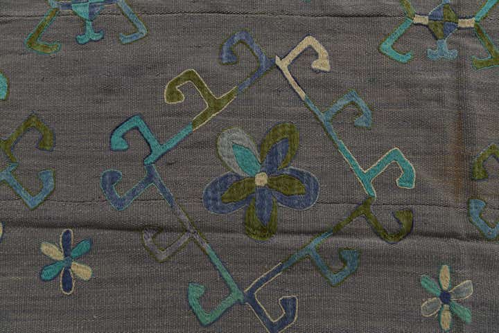 6' 9 x 9' 5 Hand Woven Kilim Suzani Wool Rug
