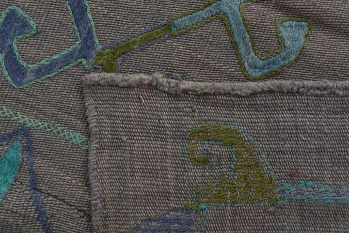 6' 9 x 9' 5 Hand Woven Kilim Suzani Wool Rug