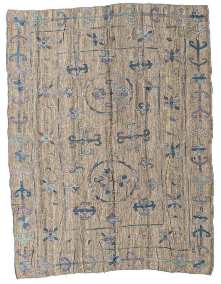 Detail image of 6' 7 x 8' 10 Hand Woven Kilim Suzani Wool Rug