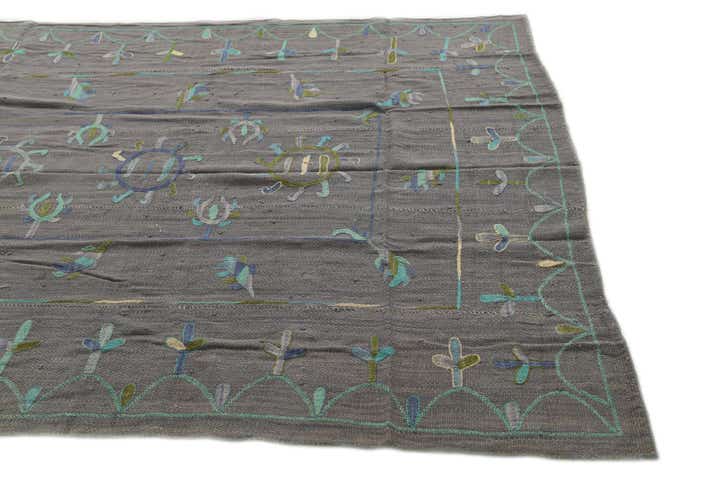 5' 8 x 7' 7 Hand Woven Kilim Suzani Wool Rug