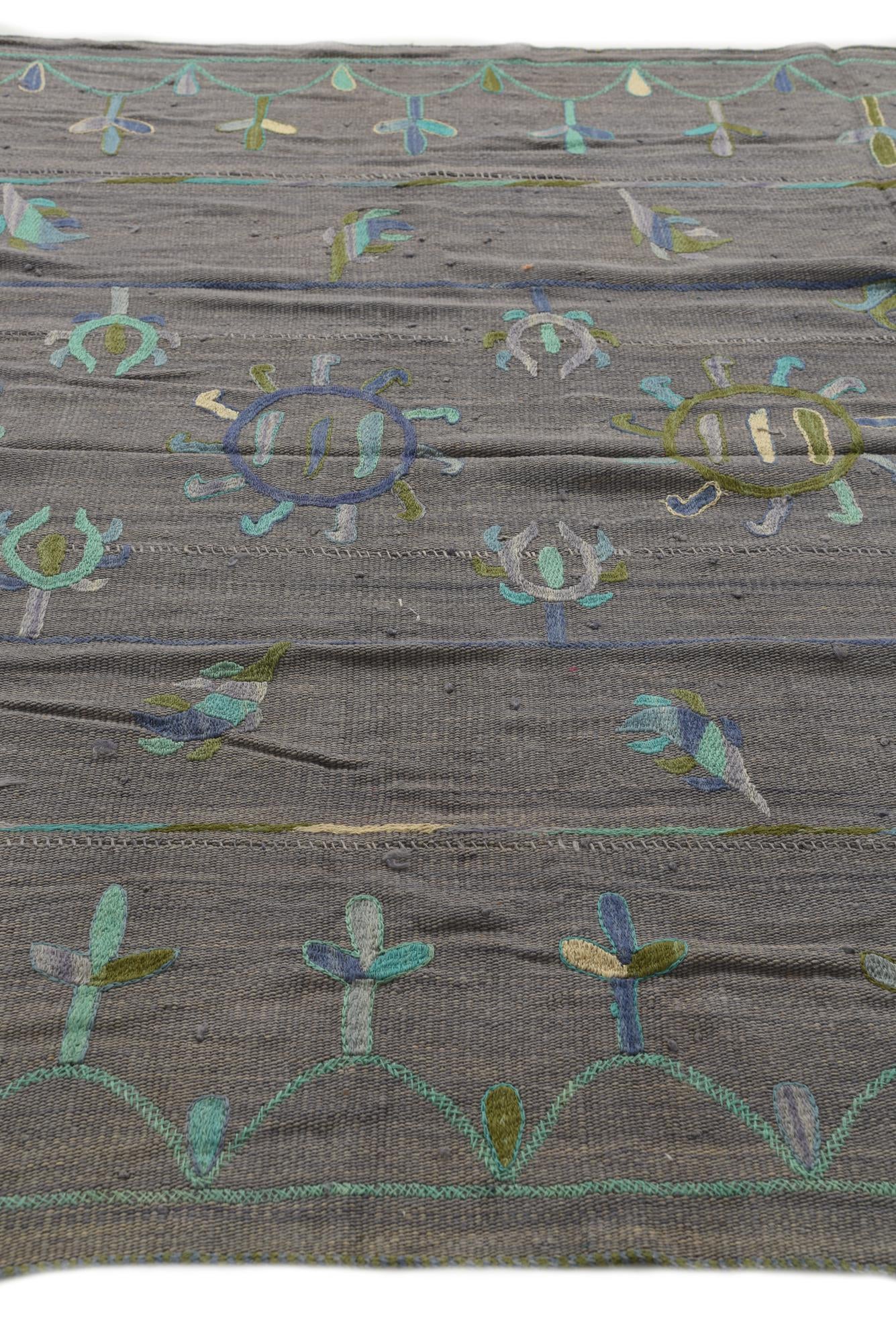 5' 8 x 7' 7 Hand Woven Kilim Suzani Wool Rug
