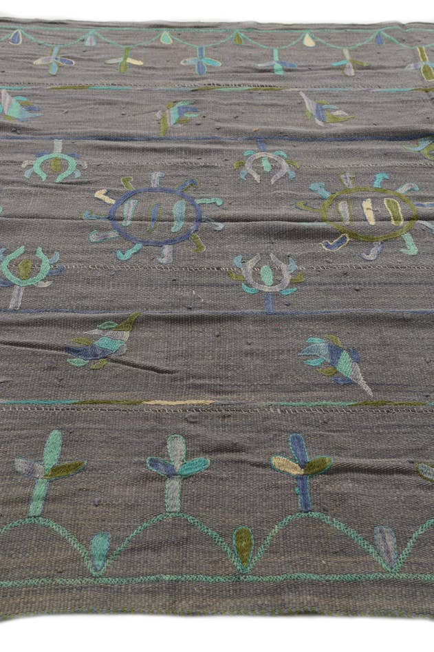 Detail image of 5' 8 x 7' 7 Hand Woven Kilim Suzani Wool Rug