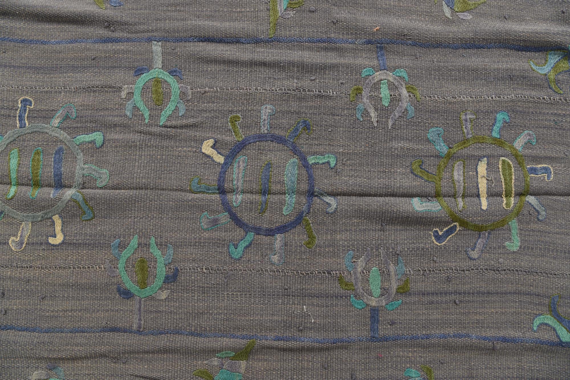 5' 8 x 7' 7 Hand Woven Kilim Suzani Wool Rug