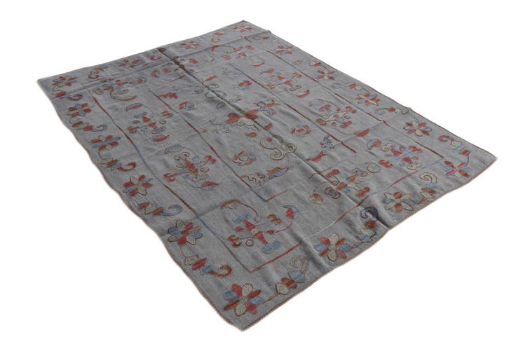 Detailansicht von 155cm x 200cm Handgewebt Kilim Suzani Wolle Teppich