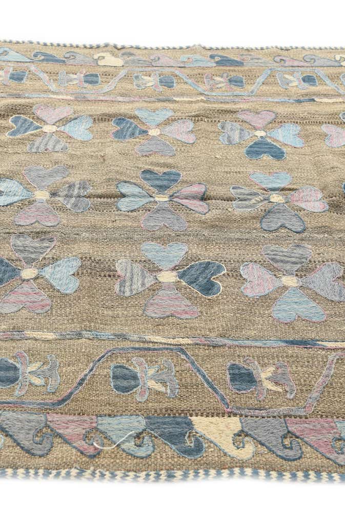 4' 8 x 7' 2 Hand Woven Kilim Suzani Wool Rug