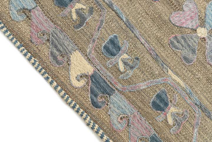 4' 8 x 7' 2 Hand Woven Kilim Suzani Wool Rug