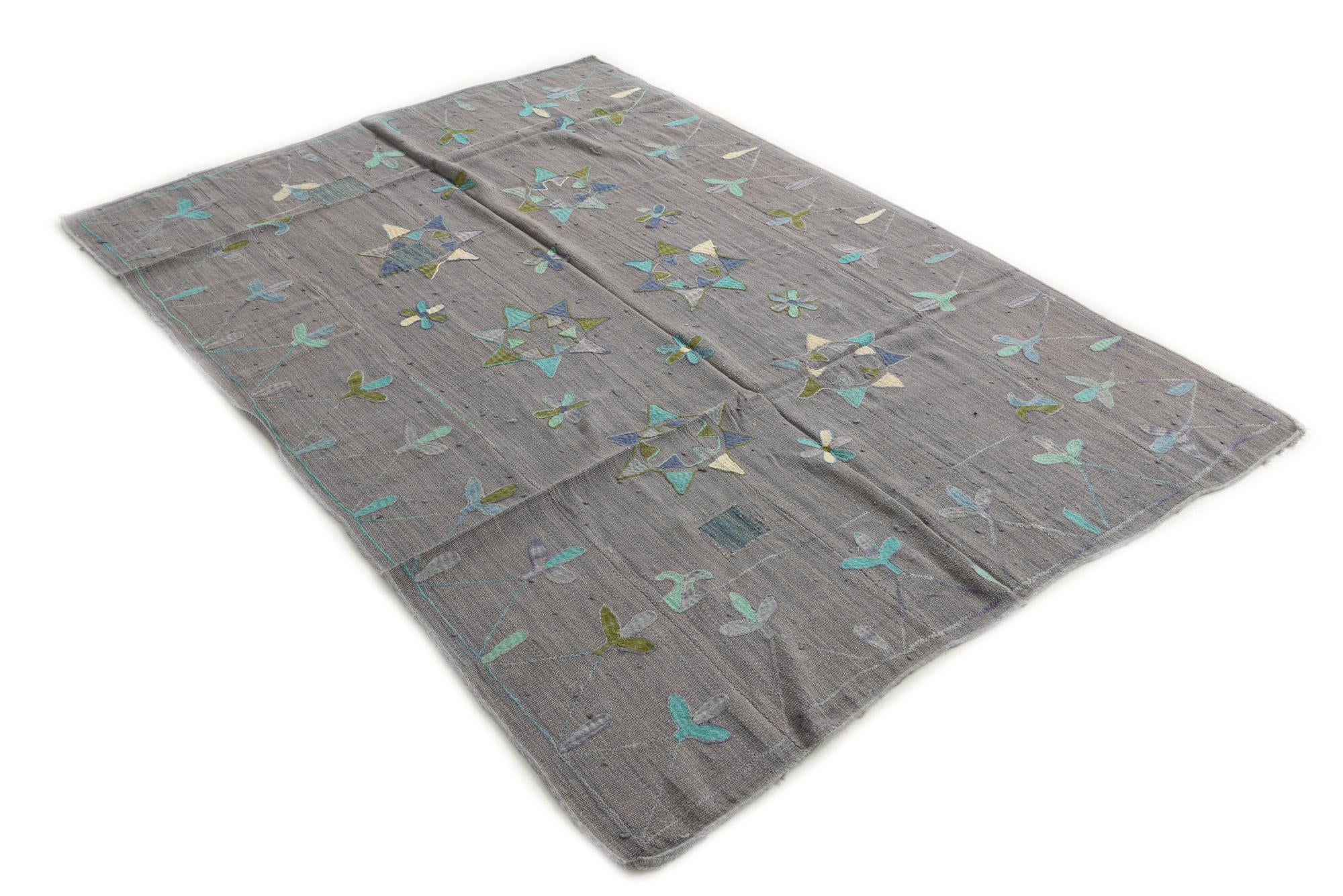 5' 5 x 7' 7 Hand Woven Kilim Suzani Wool Rug