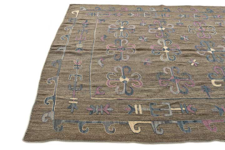 5' 10 x 7' 2 Hand Woven Kilim Suzani Wool Rug