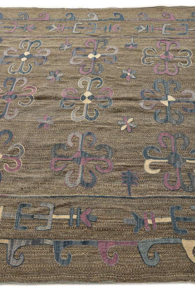 5' 10 x 7' 2 Hand Woven Kilim Suzani Wool Rug