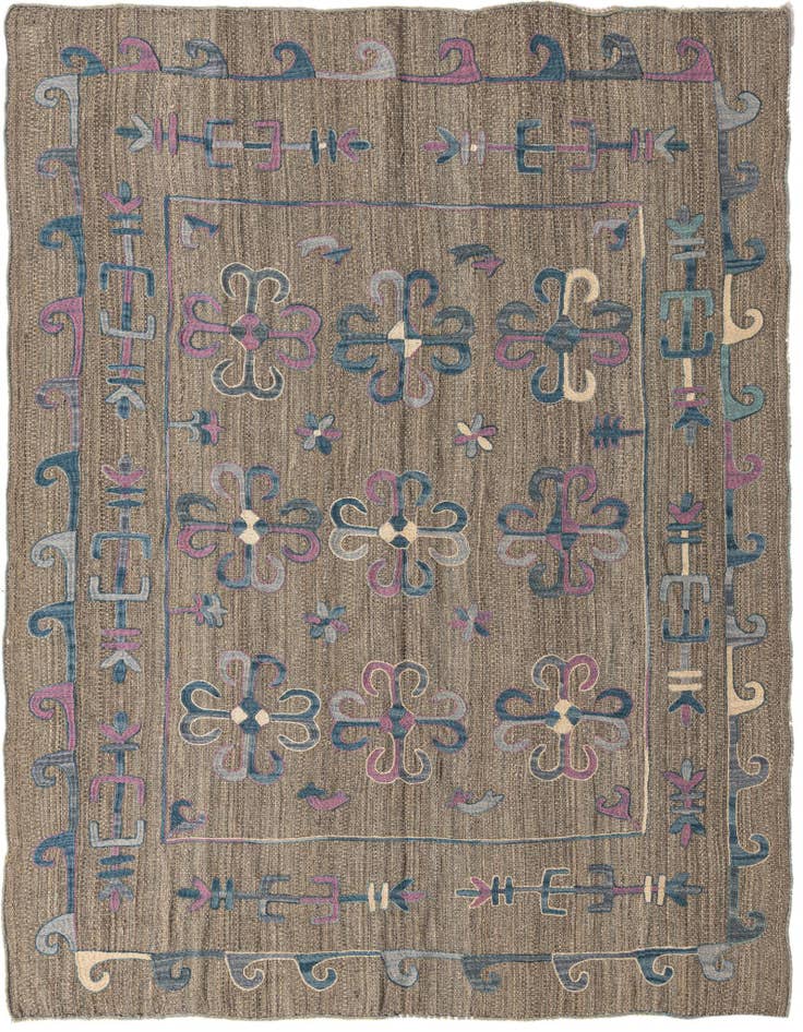 Detail image of 5' 10 x 7' 2 Hand Woven Kilim Suzani Wool Rug