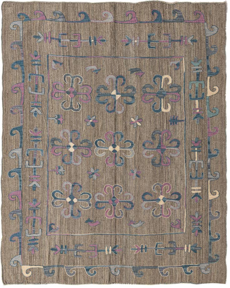 Detail image of 5' 10 x 7' 2 Hand Woven Kilim Suzani Wool Rug