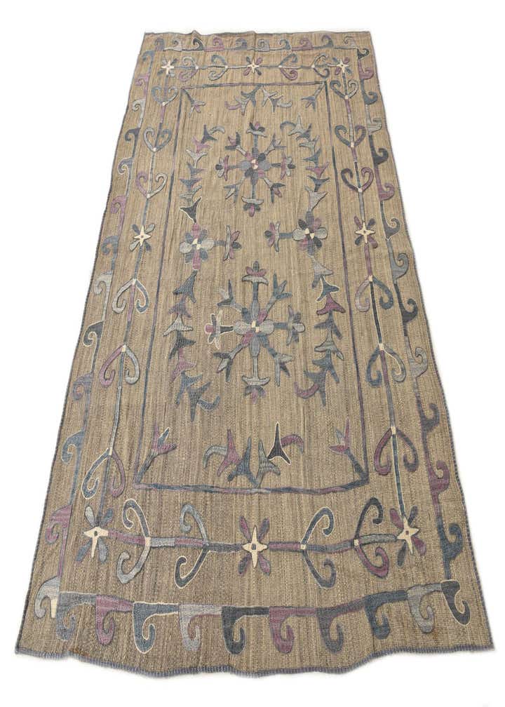5' 7 x 7' 2 Hand Woven Kilim Suzani Wool Rug