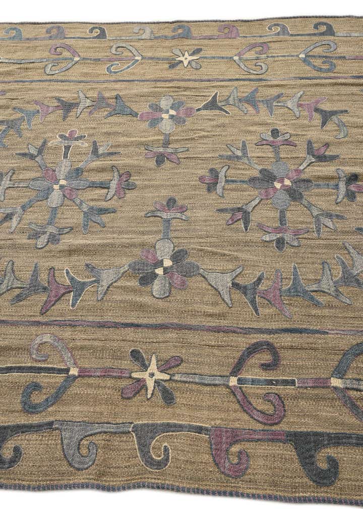 5' 7 x 7' 2 Hand Woven Kilim Suzani Wool Rug
