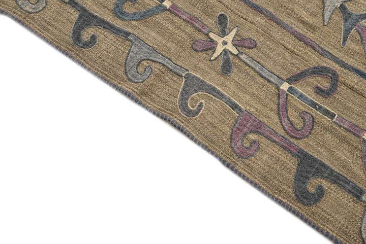 5' 7 x 7' 2 Hand Woven Kilim Suzani Wool Rug