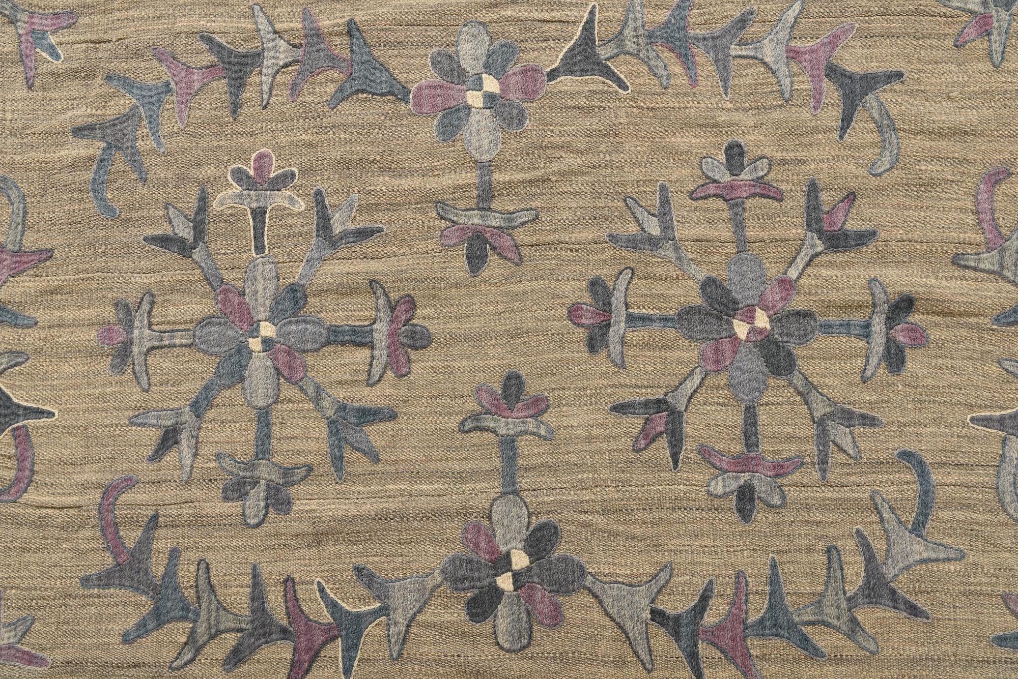 5' 7 x 7' 2 Hand Woven Kilim Suzani Wool Rug