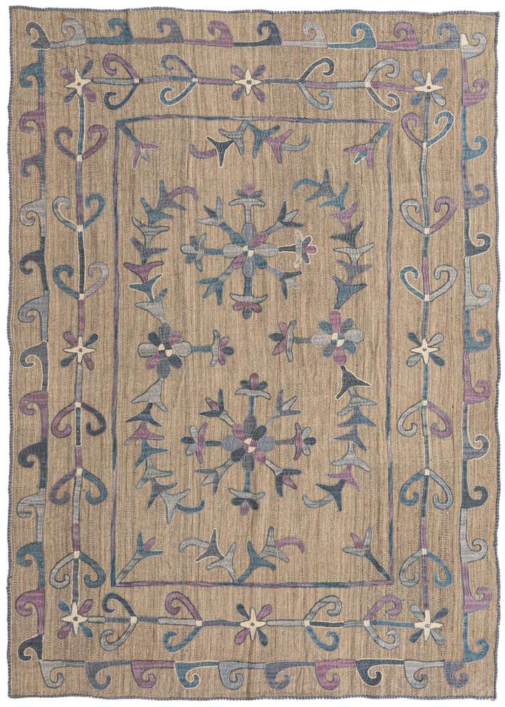 5' 7 x 7' 2 Hand Woven Kilim Suzani Wool Rug