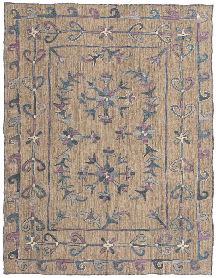 Detail image of 5' 7 x 7' 2 Hand Woven Kilim Suzani Wool Rug