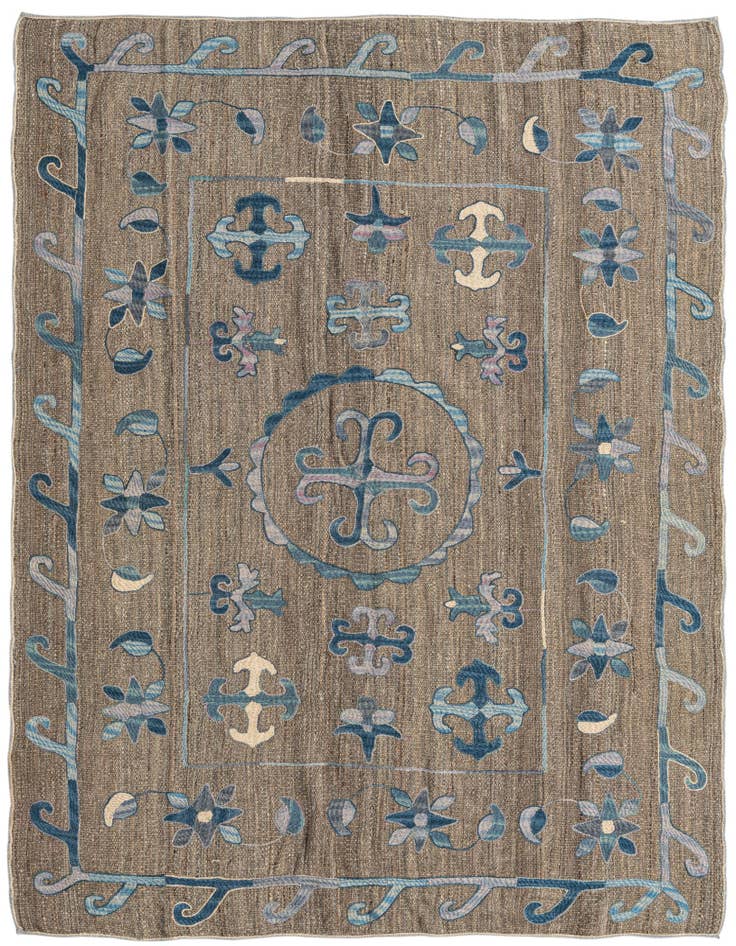 Detail image of 5' x 6' 2 Hand Woven Kilim Suzani Wool Rug
