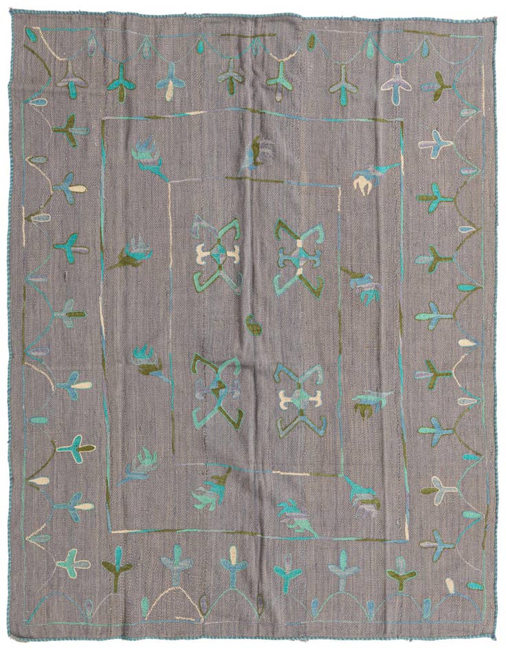 Detail image of 5' 9 x 6' 2 Hand Woven Kilim Suzani Wool Rug