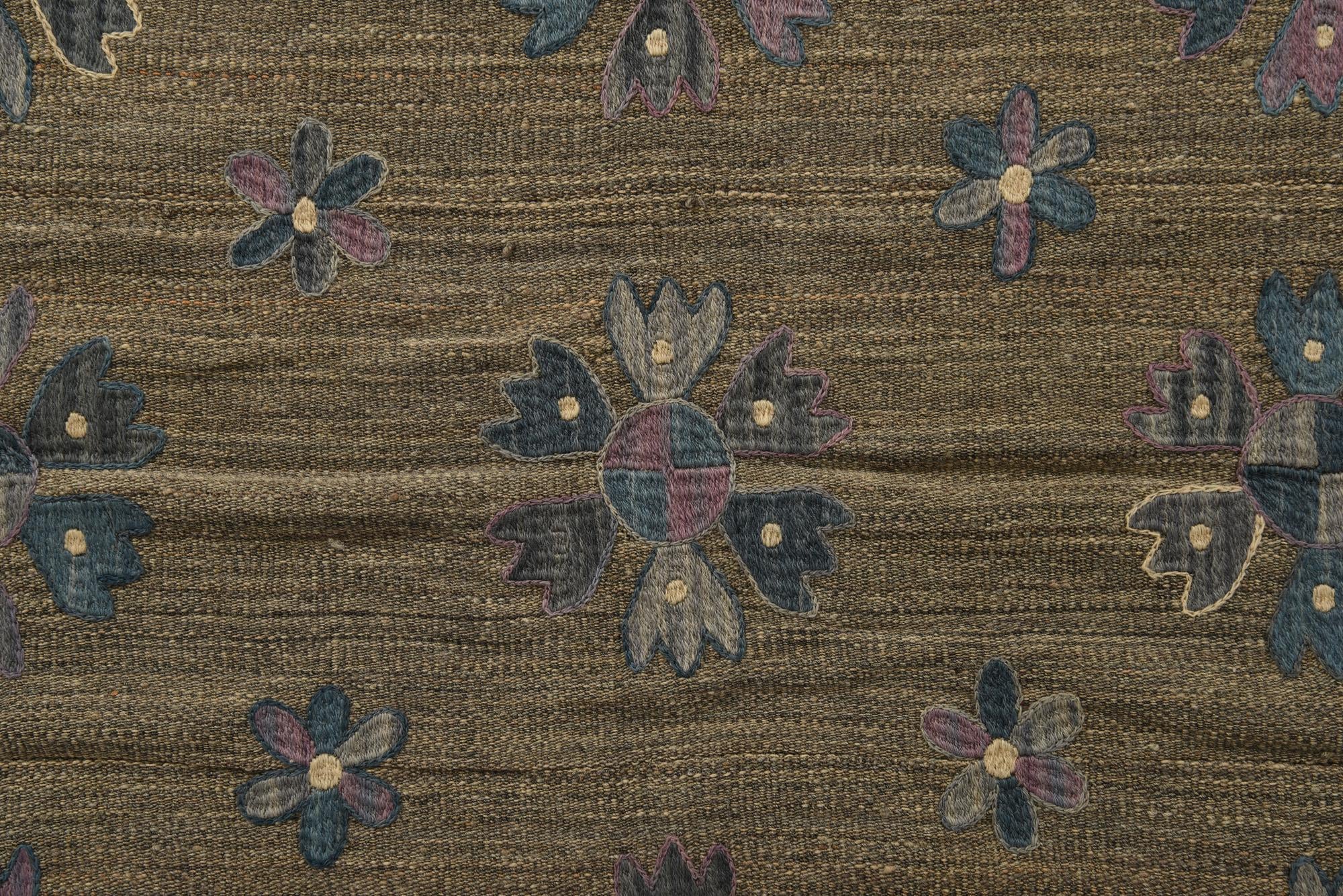 5' 2 x 6' 2 Hand Woven Kilim Suzani Wool Rug