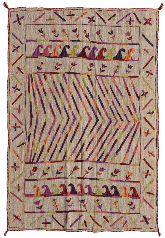 3' 10 x 5' 7 Hand Woven Kilim Suzani Wool Rug