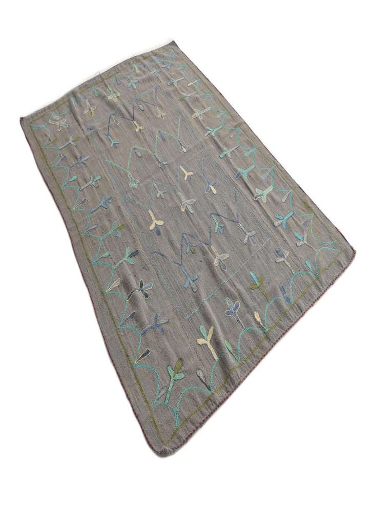 4' 7 x 6' 9 Hand Woven Kilim Suzani Wool Rug