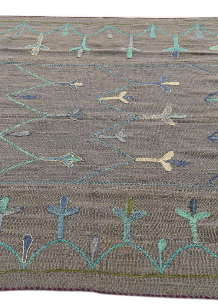 4' 7 x 6' 9 Hand Woven Kilim Suzani Wool Rug