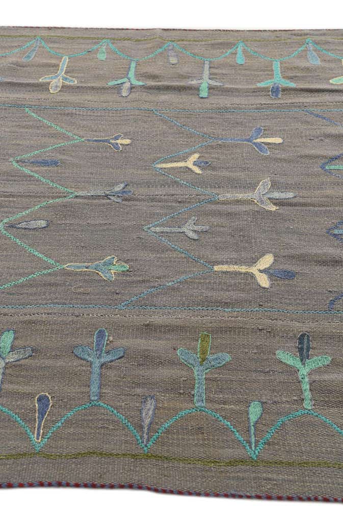 4' 7 x 6' 9 Hand Woven Kilim Suzani Wool Rug
