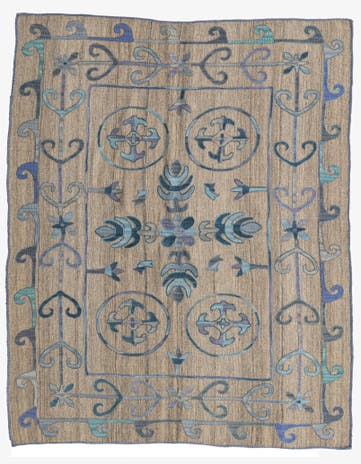 5' x 6' 2 Hand Woven Kilim Suzani Wool Rug