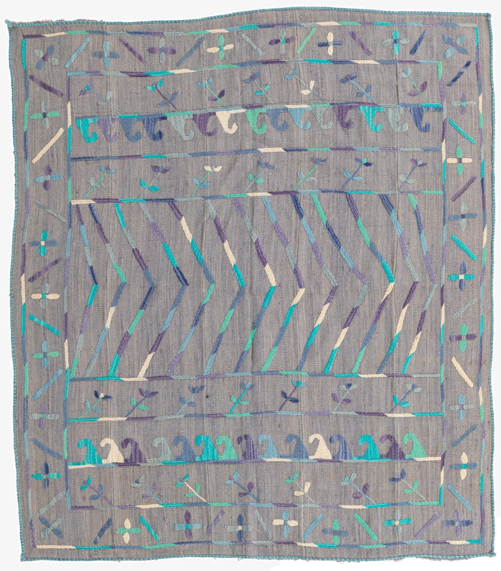 5' 4 x 6'  Hand Woven Kilim Suzani Wool Rug