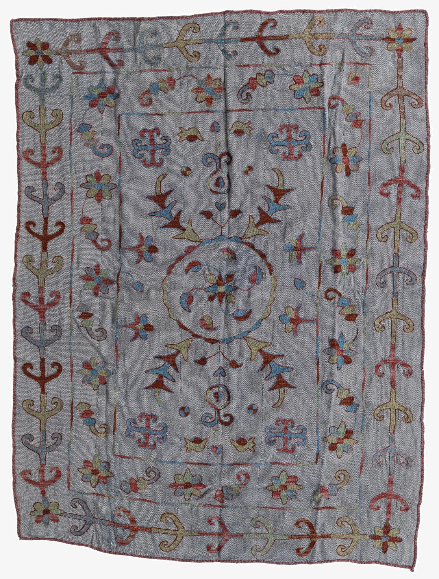 5' 9 x 7' 8  Hand Woven Kilim Suzani Wool Rug