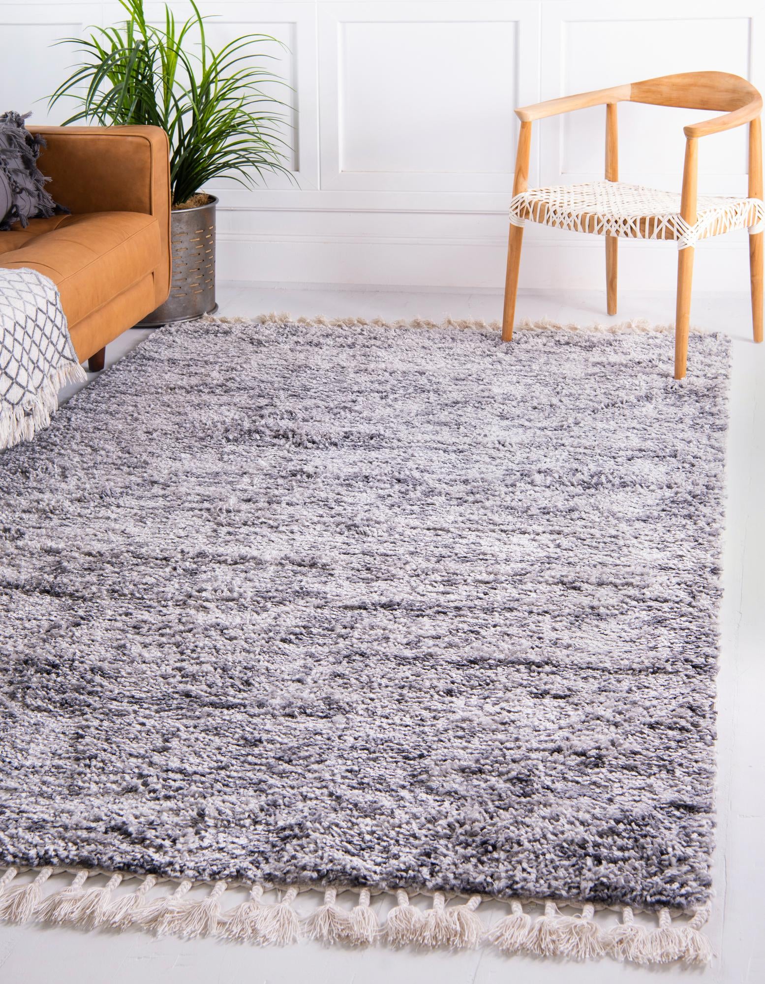 Gray 245cm x 305cm Lagom Shag Rug Rugs UK