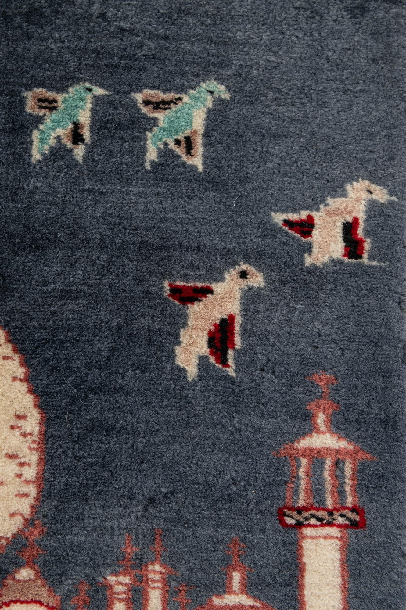 2' x 3' 1 Hand Knotted Lahour Oriental Wool Rug
