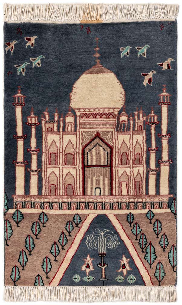 2' x 3' 1 Hand Knotted Lahour Oriental Wool Rug