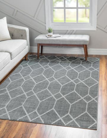 Gray Lattice Trellis Rug