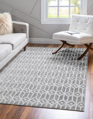 Gray Lattice Trellis Rug