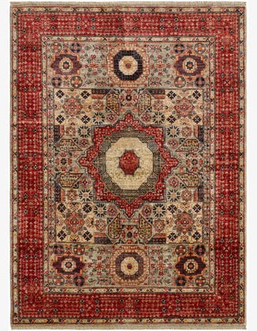 5' 1 x 6' 9 Hand Knotted Mamluk Ziegler Rug