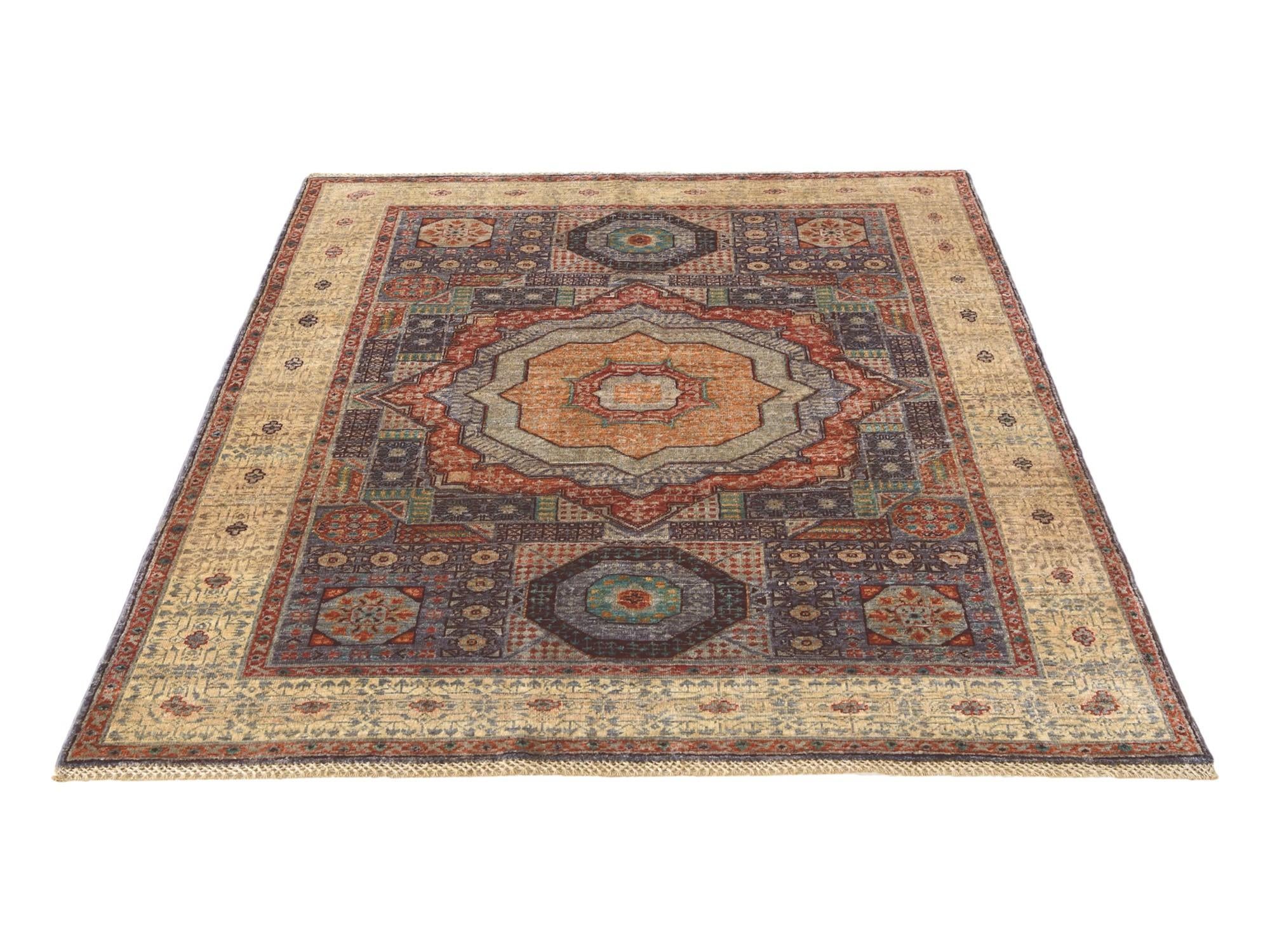 4' 11 x 6' 6 Hand Knotted Mamluk Ziegler Rug