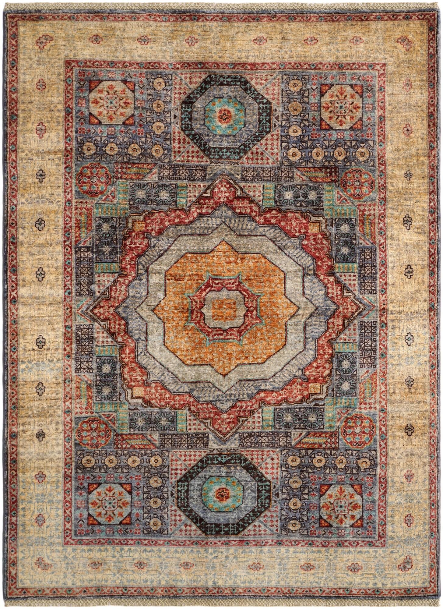 4' 11 x 6' 6 Hand Knotted Mamluk Ziegler Rug