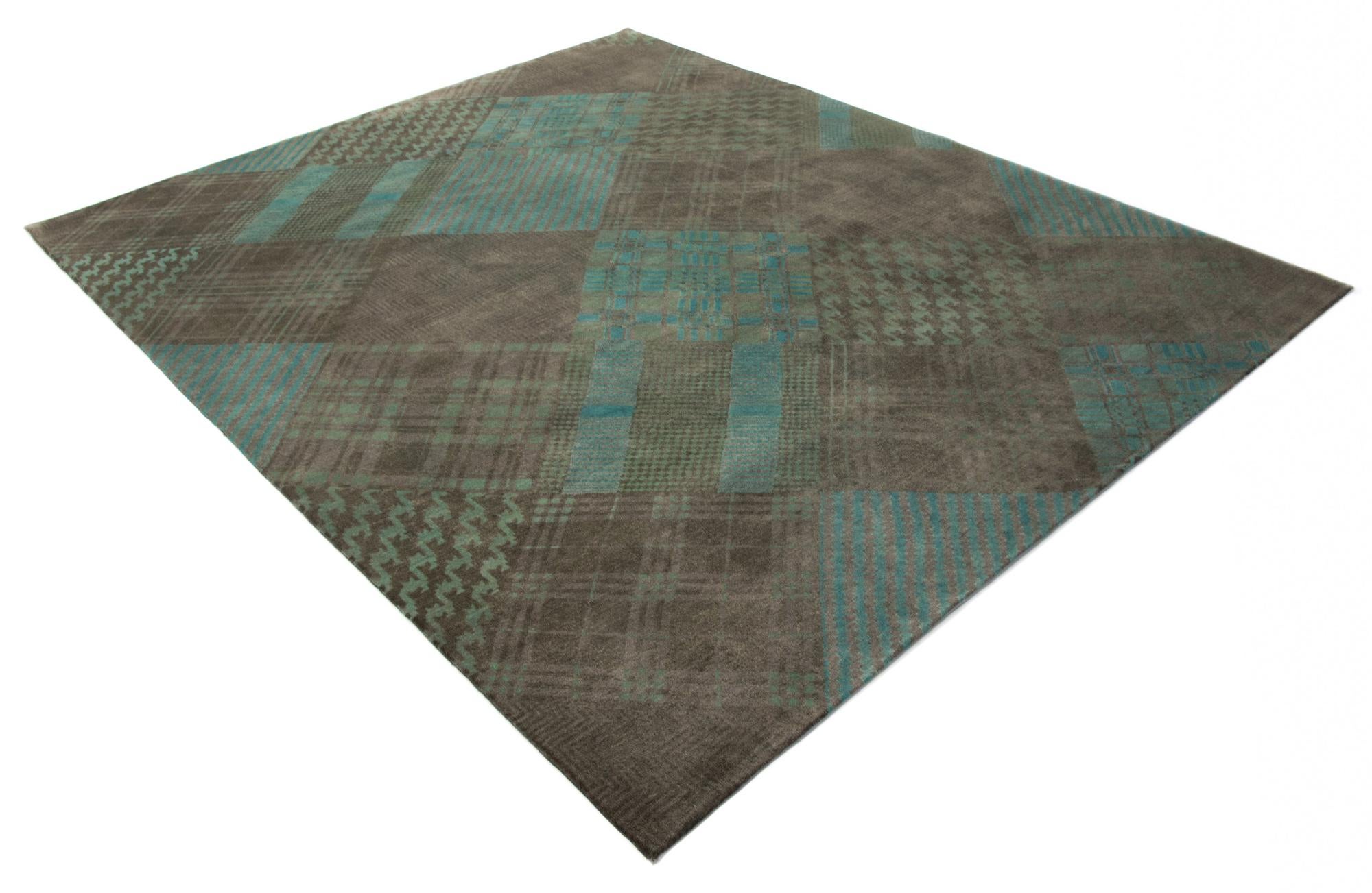 8' x 9' 10 Hand Knotted Modern Manshu Wool Rug