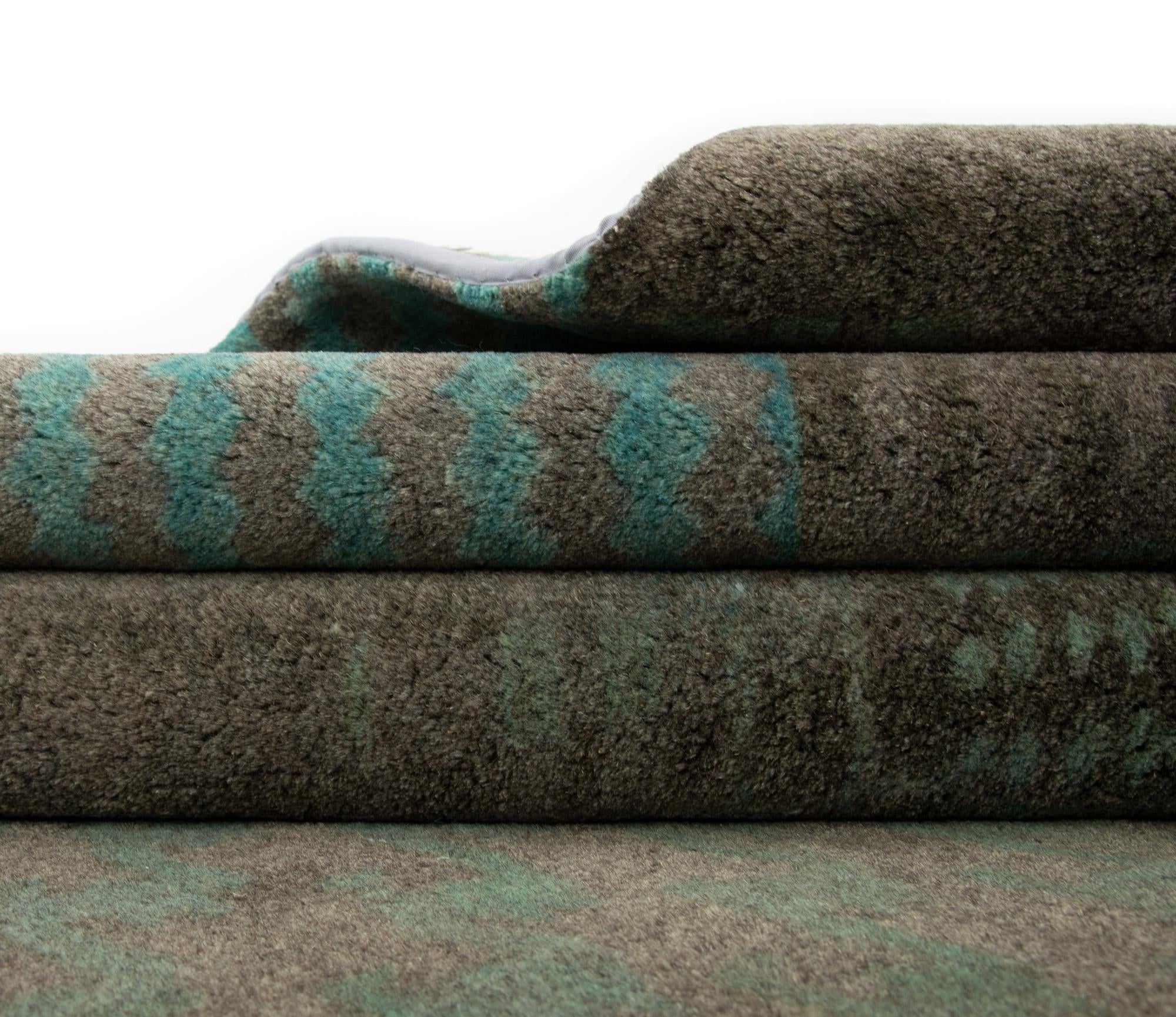 8' x 9' 10 Hand Knotted Modern Manshu Wool Rug