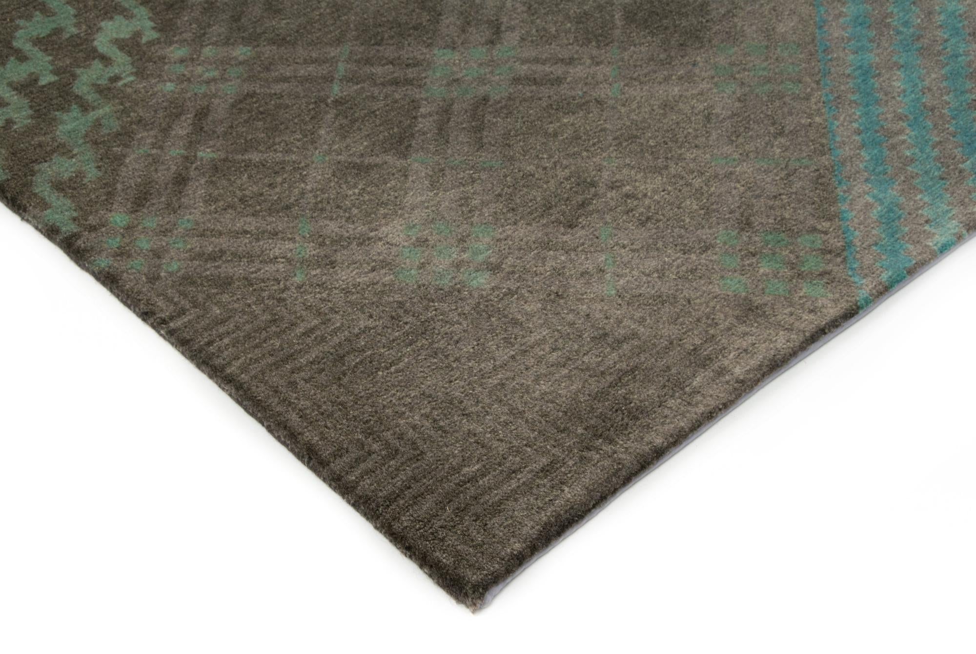 8' x 9' 10 Hand Knotted Modern Manshu Wool Rug