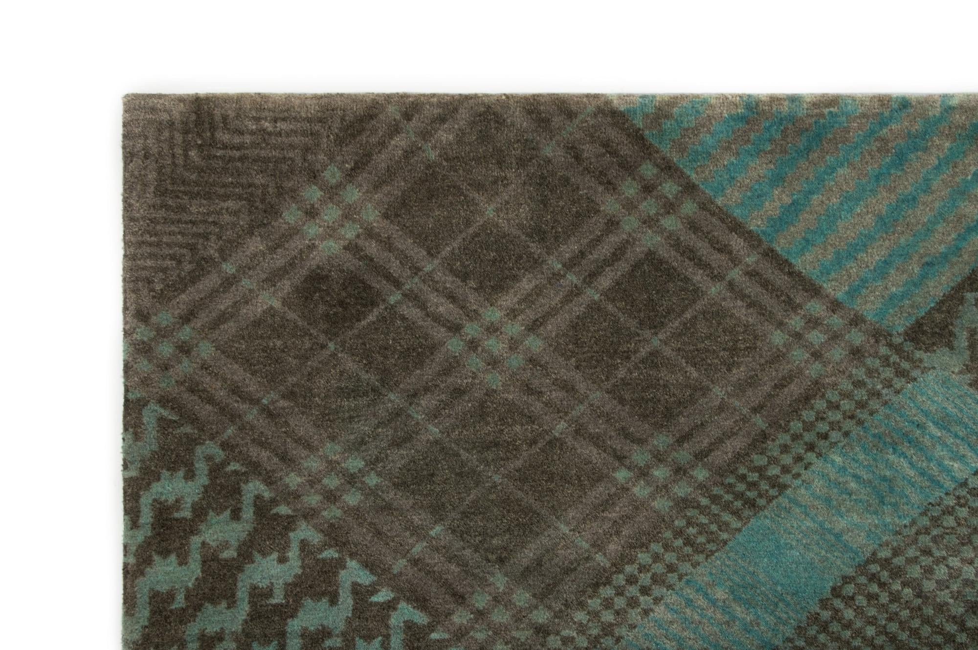 8' x 9' 10 Hand Knotted Modern Manshu Wool Rug