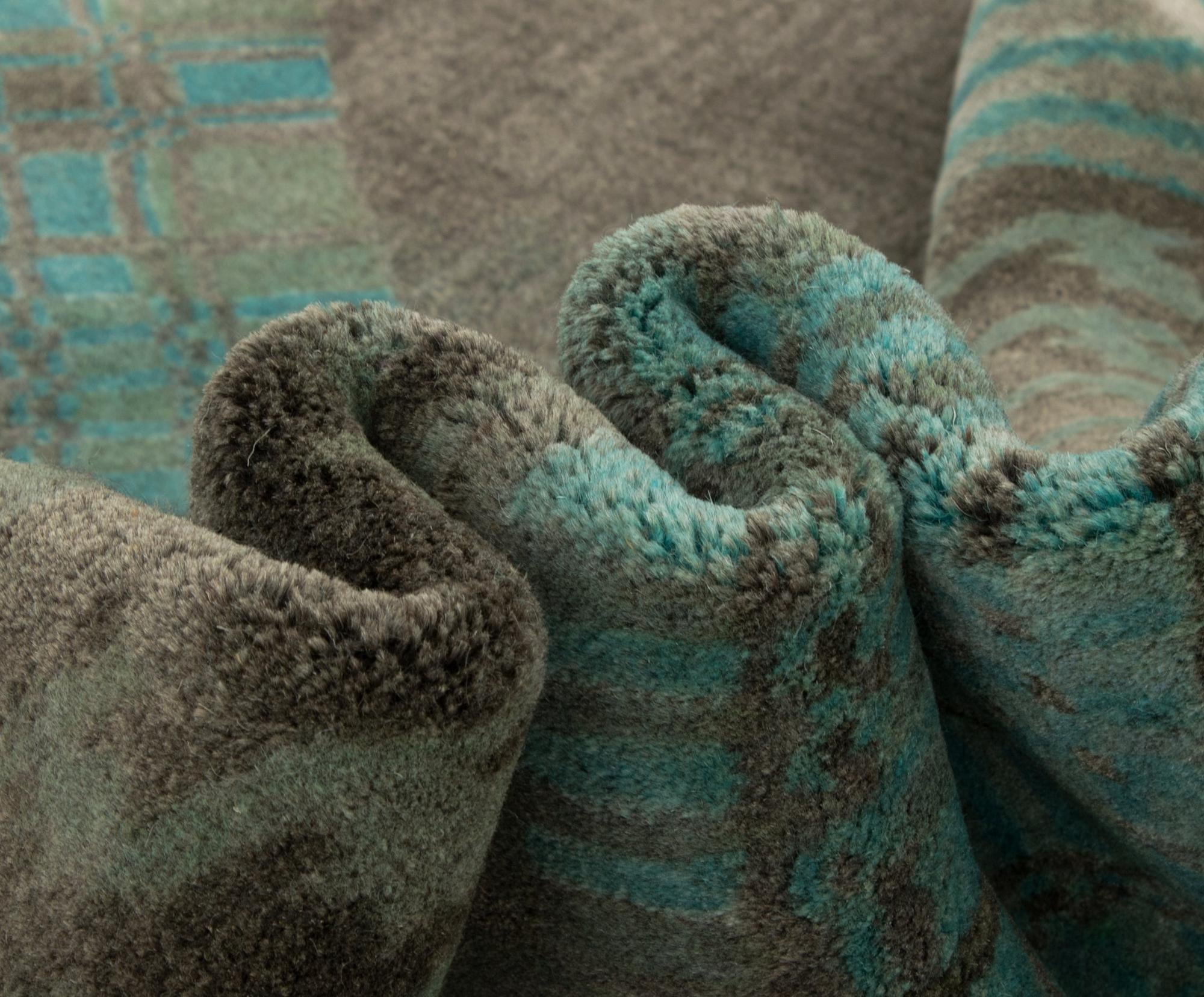 8' x 9' 10 Hand Knotted Modern Manshu Wool Rug