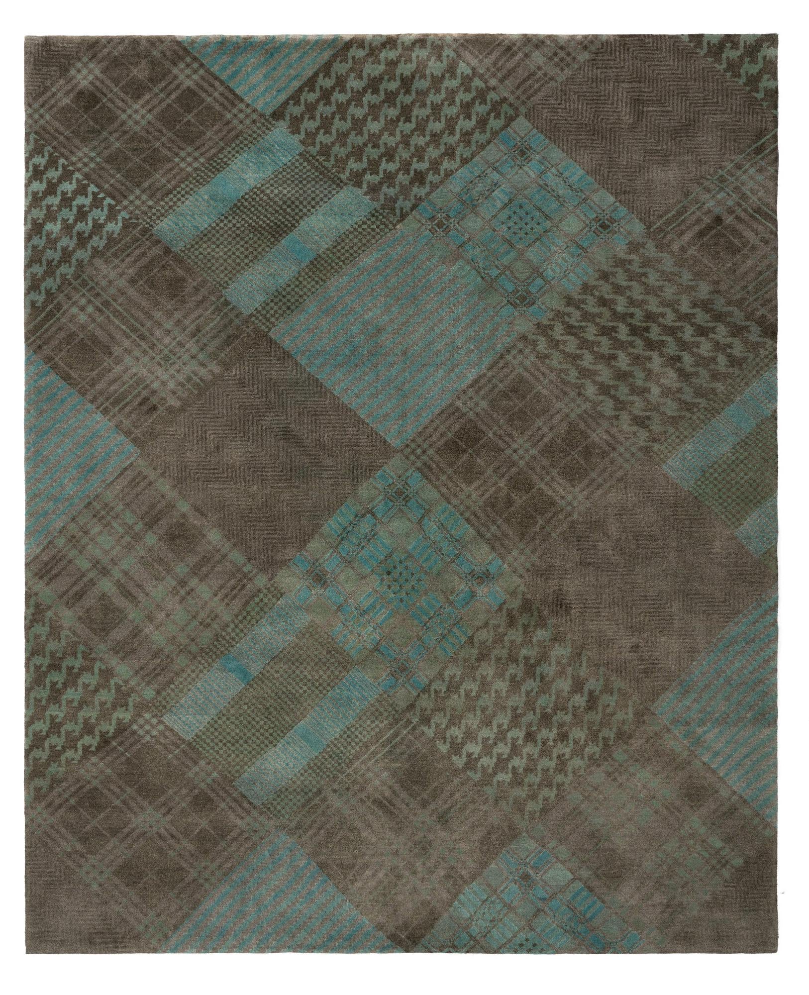 8' x 9' 10 Hand Knotted Modern Manshu Wool Rug