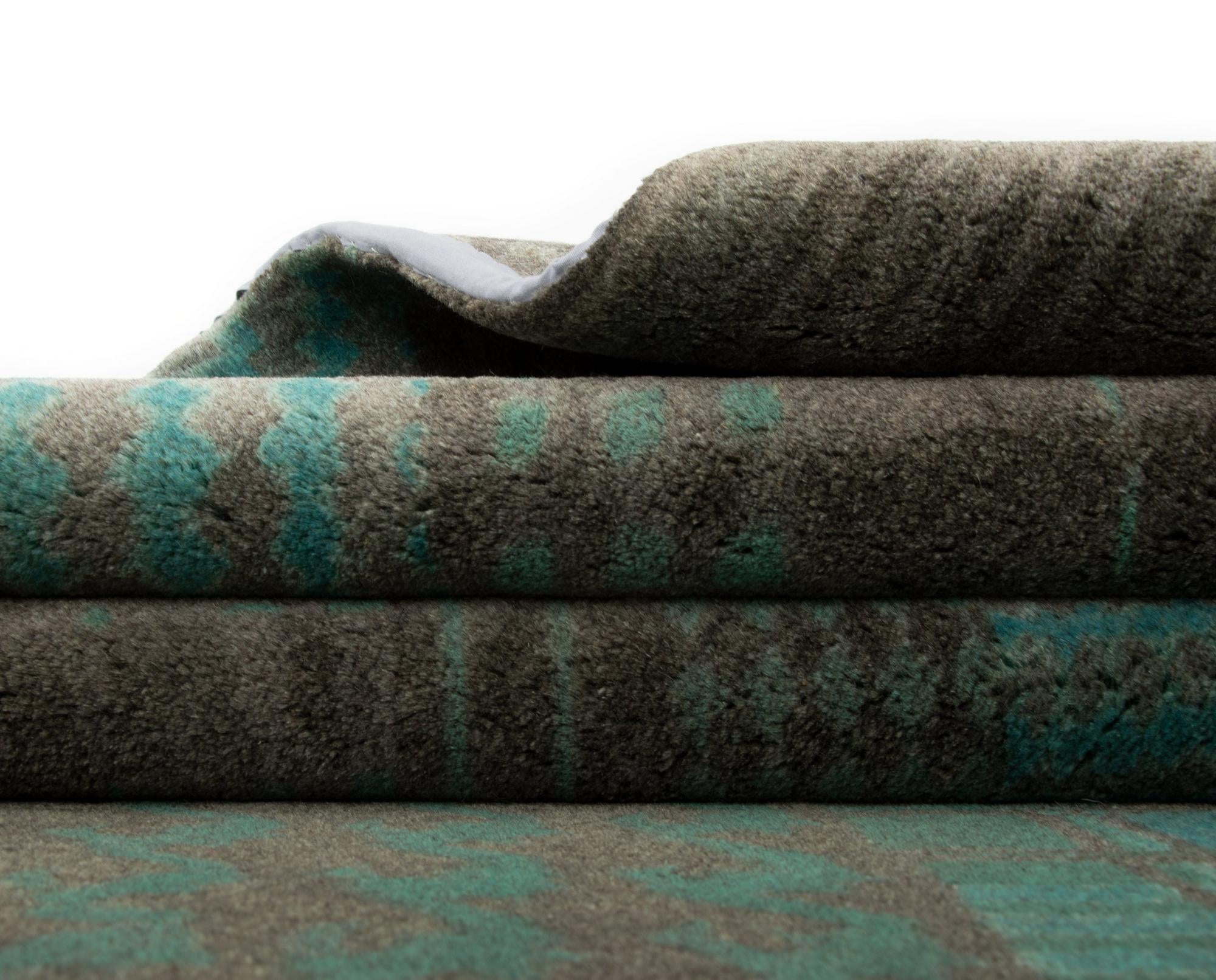 8' x 9' 9 Hand Knotted Modern Manshu Wool Rug